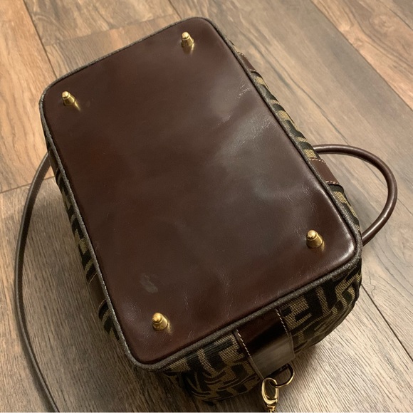 ❌SOLD❌ Vintage Fendi Zucca Brown Monogram Canvas Convertible Boston Bag - Picture 7 of 14